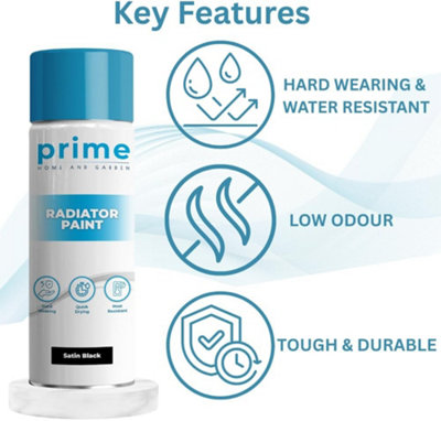 Prime Radiator Paint Satin Black Spray 400ml