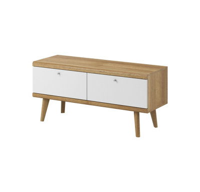 Prime TV Stand 107cm in White and Oak