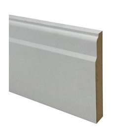 Primed White Lambs Tongue MDF Skirting Board 120mm x 18mm x 4m Lengths.  Pack of 4 lengths