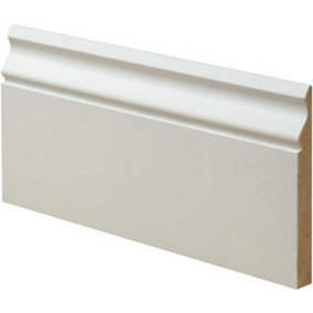 Primed White Ogee MDF Skirting Board 120mm x 18mm x 4m Lengths.  Pack of 4 lengths