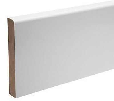 Primed White Pencil Round MDF Skirting Board 120mm x 18mm x2.2m Lengths.  Pack of 4 lengths