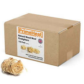 PrimeHeat Wood Wool Fire Lighters - 150 Pack