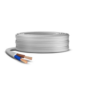 Primes DIY 2 Core Round White Flex Flexible Cable,  Insulated Flexible PVC Wire, 3182Y BASEC Approved 0.75mm(1 Meter)
