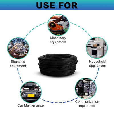 1mm 3182Y 2 Core Electrical Flex Round Cable Wire (Per 1 Meter) - Black - Foto 2