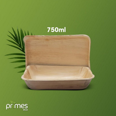 PRIMES DIY 750ML Capacity Areca Leaf Container Box, Made of Natural, Food Safe Meal Prep Container,  Safe Container Box(10 PCS)