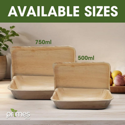 PRIMES DIY 750ML Capacity Areca Leaf Container Box, Made of Natural, Food Safe Meal Prep Container,  Safe Container Box(10 PCS)