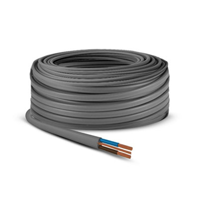 Primes DIY Electric Socket wire cable 10mm Twin and Earth Flat Grey PVC Lighting Electric Cable 6242Y BASEC Approved (60 Meter)