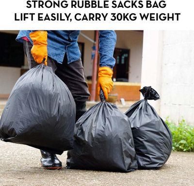 Heavy Duty Black Rubble Sacks Extra Strong Large Rubble Bags 100