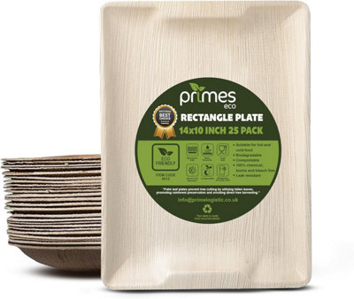 PRIMES ECO 14x10 Inch Disposable Palm Leaf Serving Trays, Platters  Wedding Parties, Eco Friendly Biodegradable Tray (100PCS)