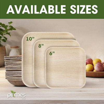 PRIMES ECO 6 Inch - Disposable Palm Leaf Small Square Plates, Eco ...