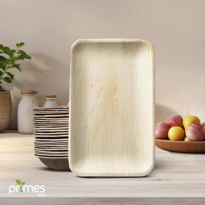 PRIMES ECO 9x6 Inch, Disposable Palm Leaf Rectangle Plate, Starters ...