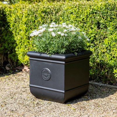 Primose Matte Fibrecotta Debossed Cube Planter In Black 54cm