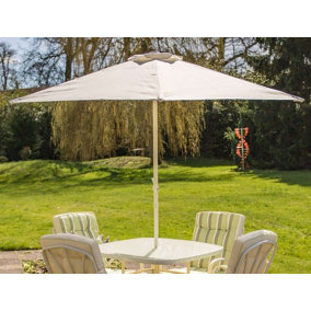 Primrose 2.1m Outdoor Patio Garden Parasol with Steel Crank in White