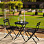 Primrose 2 Seater Garden Patio Metal Garden Furniture Outdoor Dining Bistro Set in Black