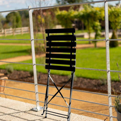 Primrose 2 Seater Garden Patio Metal Garden Furniture Outdoor Dining Bistro Set in Black
