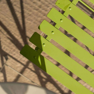 Primrose 2 Seater Garden Patio Metal Garden Furniture Outdoor Dining Bistro Set in Lime Green