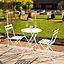 Primrose 2 Seater Garden Patio Metal Garden Furniture Outdoor Dining Bistro Set in White