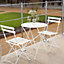 Primrose 2 Seater Garden Patio Metal Garden Furniture Outdoor Dining Bistro Set in White