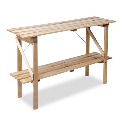 Primrose 2 Tier Easy Store Treated Pine Wooden Garden Greenhouse Staging 1.22m - 6