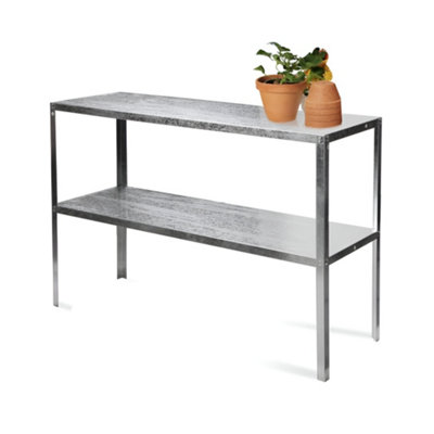 Primrose 2 Tier Essential Greenhouse Garden Staging Galvanised Steel Shelving Silver 1.18m