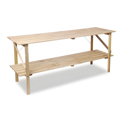 Primrose 2 Tier Garden Greenhouse Staging Easy Store Folding Wooden Shelving 1.83m - 8