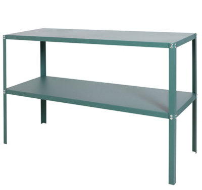 Primrose 2 Tier Greenhouse Staging Green Easy Store Folding Metal Staging Shelving 1.18m