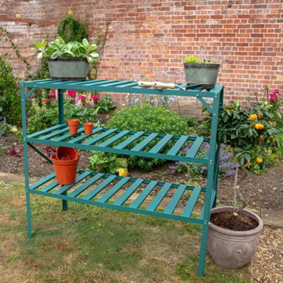 Primrose 3 Tier Traditional Garden Greenhouse Staging Green 1.22m