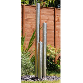 Primrose 3 Tier Tube Stainless Steel Tubes Garden Water Feature with Lights Indoor Outdoor 100cm