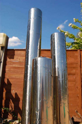 Primrose 3 Tier Tube Stainless Steel Tubes Garden Water Feature with Lights Indoor Outdoor 100cm