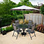 Primrose 4 Seater Dining Set Garden Furniture With Parasol Reclining Chairs Glass Table In Grey