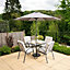 Primrose 4 Seater Garden Furniture Dining Set with Reversible Cushions and Crank Parasol in Grey