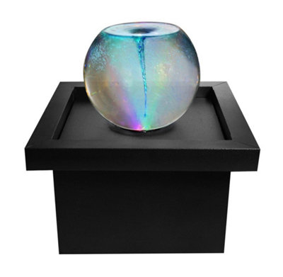 Primrose 52cm Orb Water Feature Whirlpool with Multicoloured LEDs & Square Basin