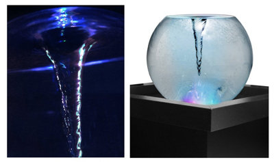 Primrose 52cm Orb Water Feature Whirlpool with Multicoloured LEDs & Square Basin