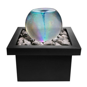 Primrose 52cm Orb Water Feature Whirlpool with Multicooured LEDs & Square Basin