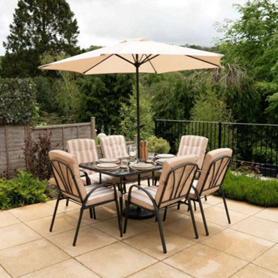 6 seater dining set with deals parasol