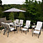 Primrose 6 Seater Reclining Chair Garden Dining Furniture Set Table Parasol Grey