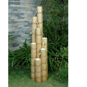 Primrose 7 Large Bamboo Poles Japanese Garden Cascading Outdoor Water Feature 145cm