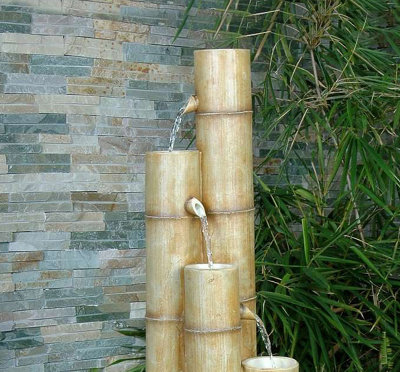 Primrose 7 Large Bamboo Poles Japanese Garden Cascading Outdoor Water Feature 145cm