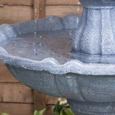 Primrose 92cm Grey Imperial Tiered Solar Powered Water Feature with LED Lights