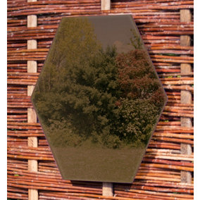 Primrose Acrylic Non Shatter Outdoor Wall Mounted Hexagonal Bronze Garden Illusion Mirror 30cm