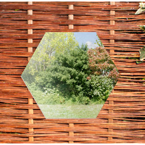 Primrose Acrylic Non Shatter Outdoor Wall Mounted Hexagonal Silver Garden Illusion Mirror 30cm