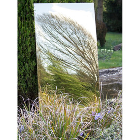 Primrose Acrylic Non Shatter Outdoor Wall Mounted Large Gold Rectangular Garden Illusion Mirror 180cm x 75cm