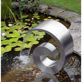 Primrose Ammonite Cascading Stainless Steel Water Feature Outdoor Pond Fountain - No Reservoir - H66cm