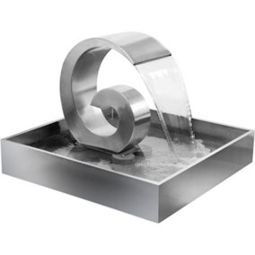 Primrose Ammonite Cascading Stainless Steel Water Feature Outdoor Pond Fountain With Reservoir 66cm
