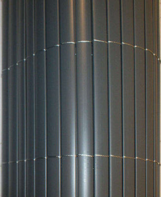 Primrose Artificial Grey Bamboo Cane Plastic Garden Fence Screening Roll Privacy Border 4m x 1.5m - 3