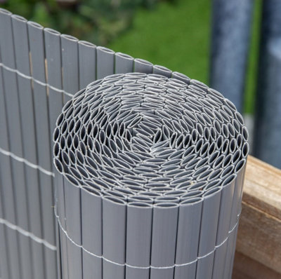 Primrose Artificial Grey Bamboo Cane Plastic Garden Fence Screening