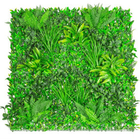 Primrose Artificial Mixed Plants Green Garden Wall Patio Hedge Panel 1m x 1m