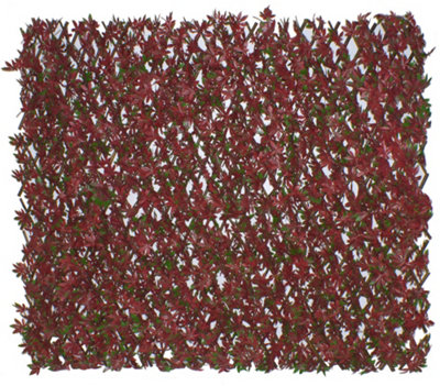 Primrose Artificial Red Acer Extendable Trellis Plastic Hedge Fence Privacy  Screening Outdoor  2m x 1m