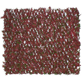 Primrose Artificial Red Acer Extendable Trellis Plastic Hedge Fence Privacy  Screening Outdoor  2m x 1m
