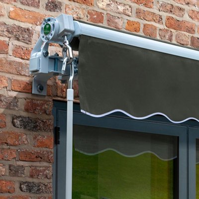 Primrose Awnings 2.0m x 1.5m Retractable Manual Charcoal Awning Outdoor Patio Canopy